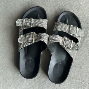 Silver and Black Sandals Madden Girl size 8